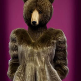 Bearly Bear in Pleated V-neck Jumpsuit